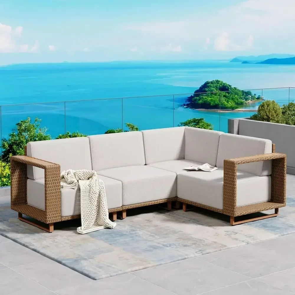 Outdoor Furniture Yellow - Narożna sofa ogrodowa w kształcie litery