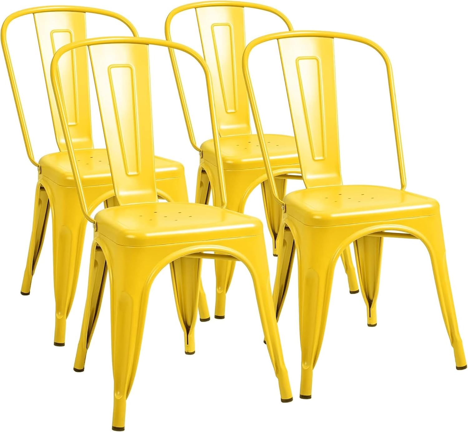Outdoor Furniture Yellow - Zestaw 4 metalowych krzeseł do jadalni,