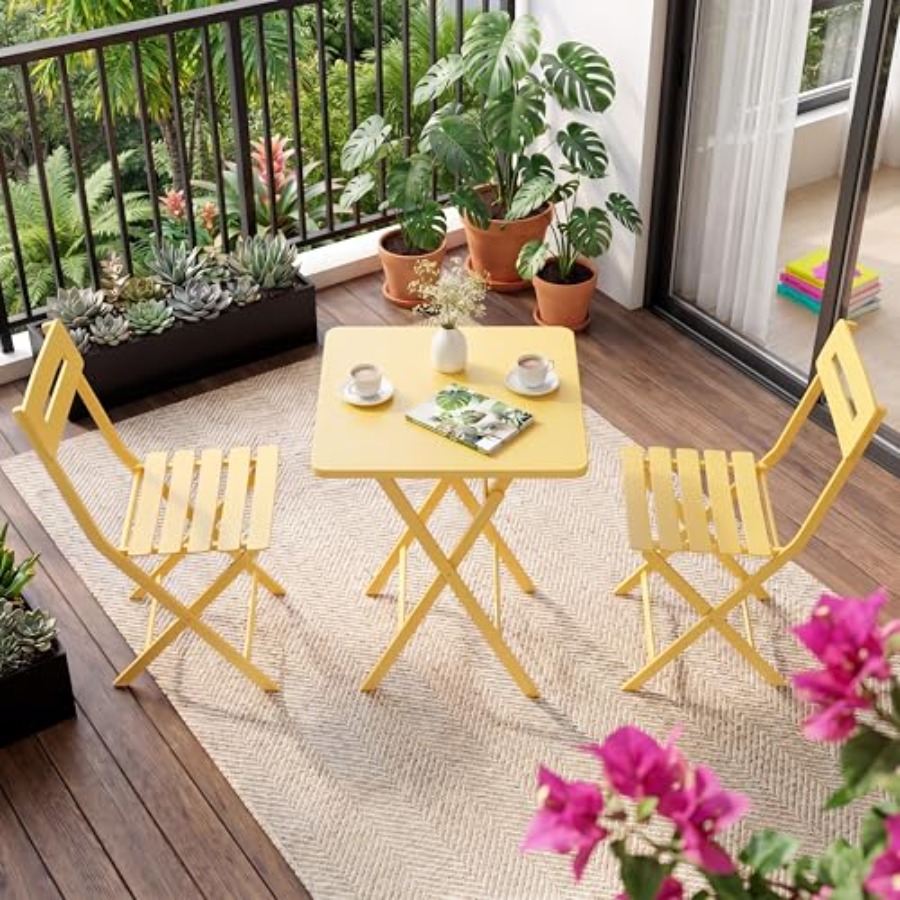Outdoor Furniture Yellow - 3-częściowy zestaw bistro na patio, do