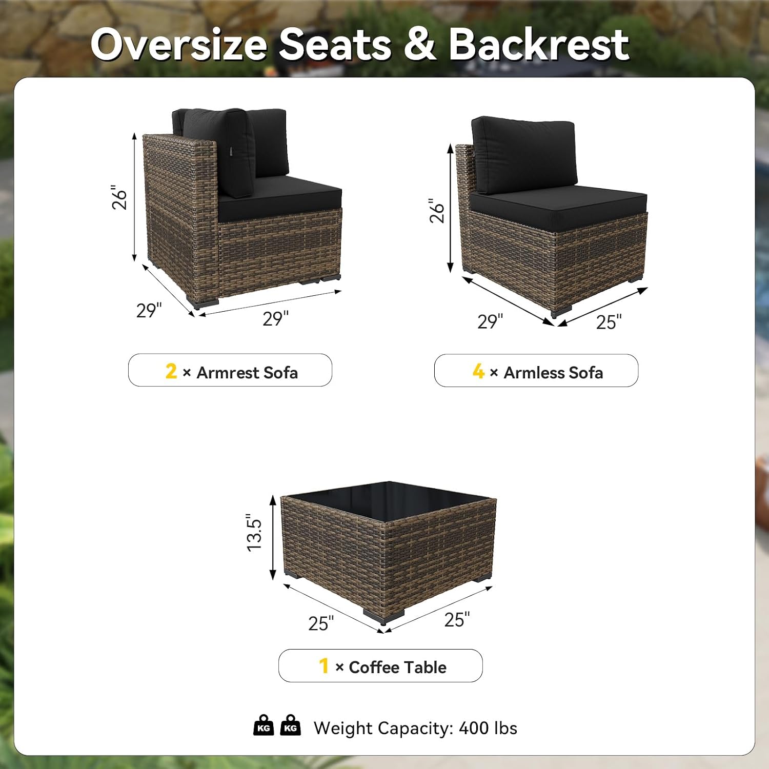 7-częściowy zestaw mebli ogrod – Outdoor Furniture Yellow recenzja i cena