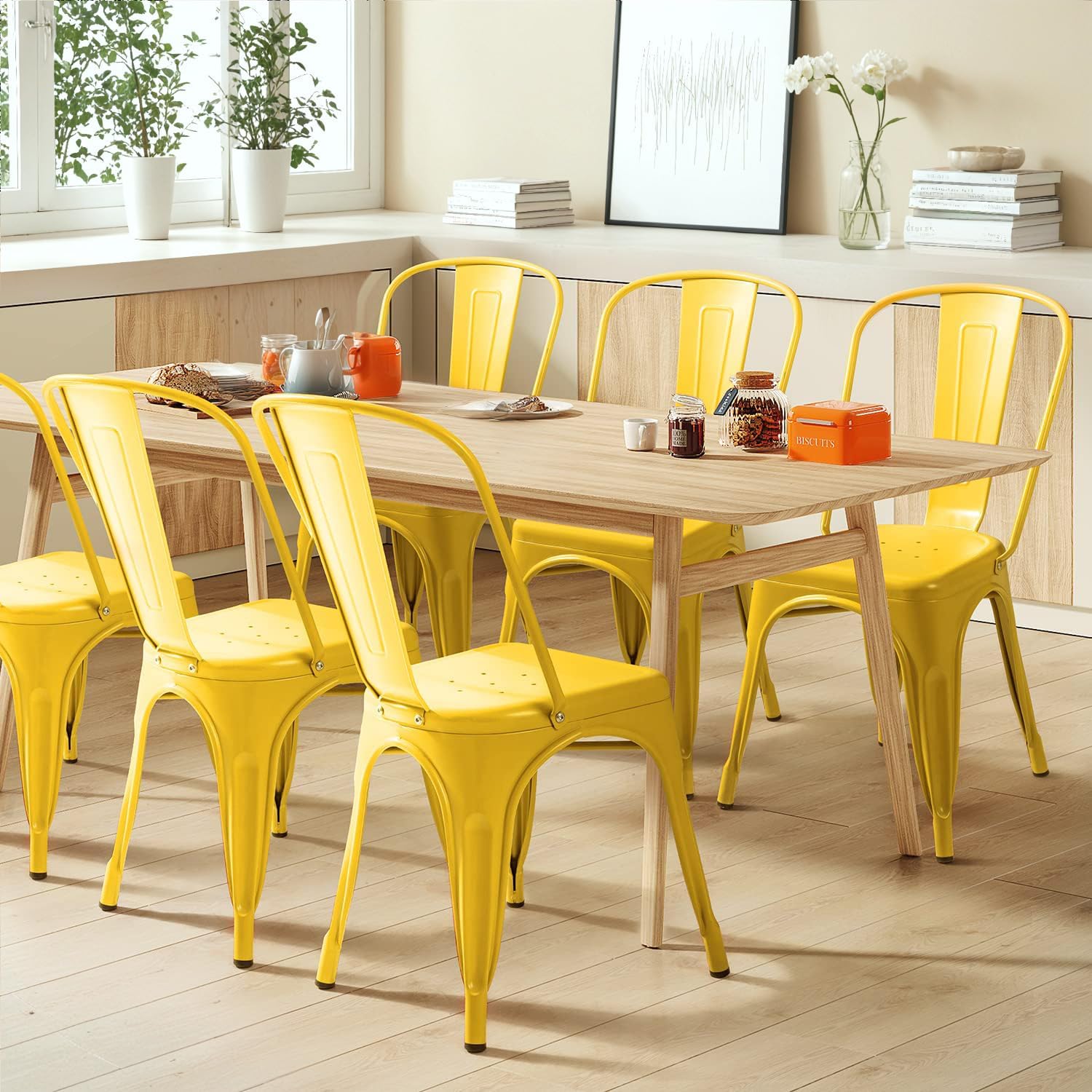 Zestaw 4 metalowych krzeseł do – Outdoor Furniture Yellow recenzja i cena