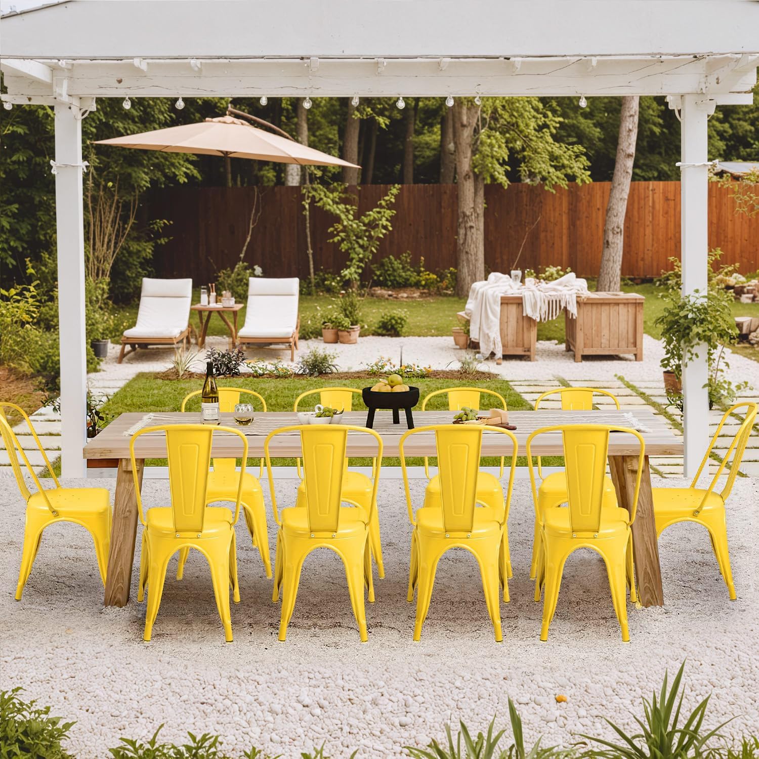 Zestaw 4 metalowych krzeseł do – Outdoor Furniture Yellow recenzja i cena