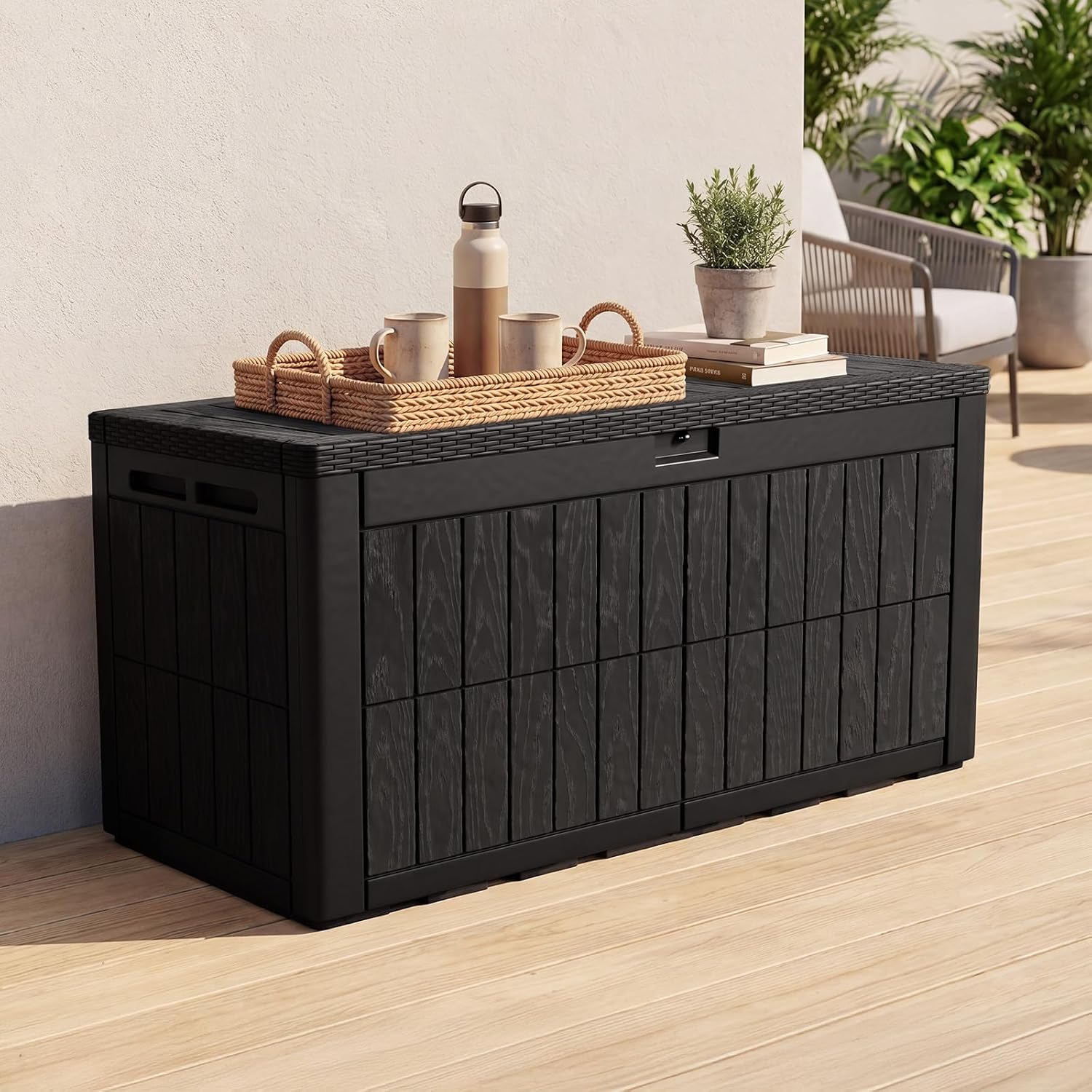 Duży pojemnik zewnętrzny o poj – Outdoor Furniture Black recenzja i cena
