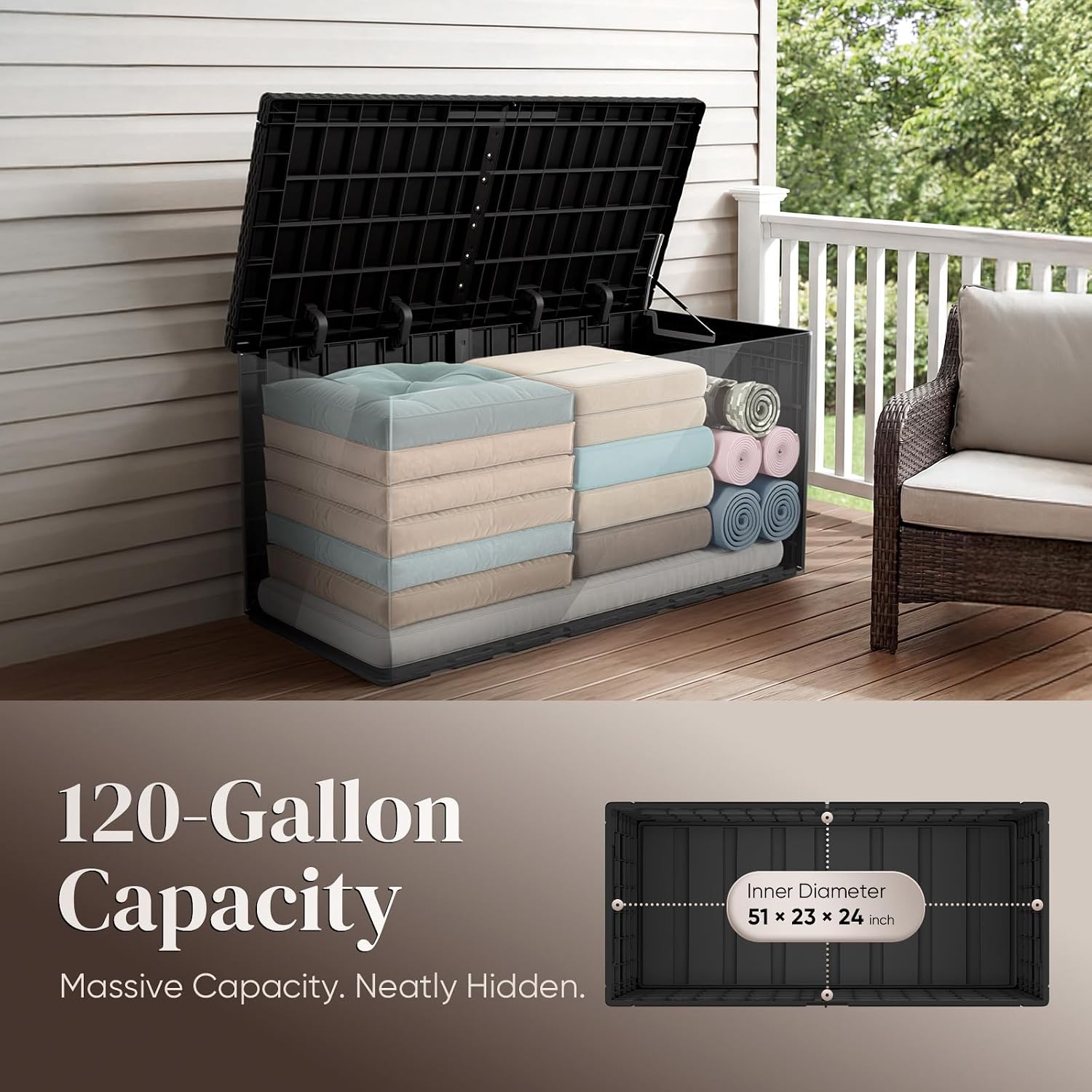 Duży pojemnik zewnętrzny o poj – Outdoor Furniture Black recenzja i cena