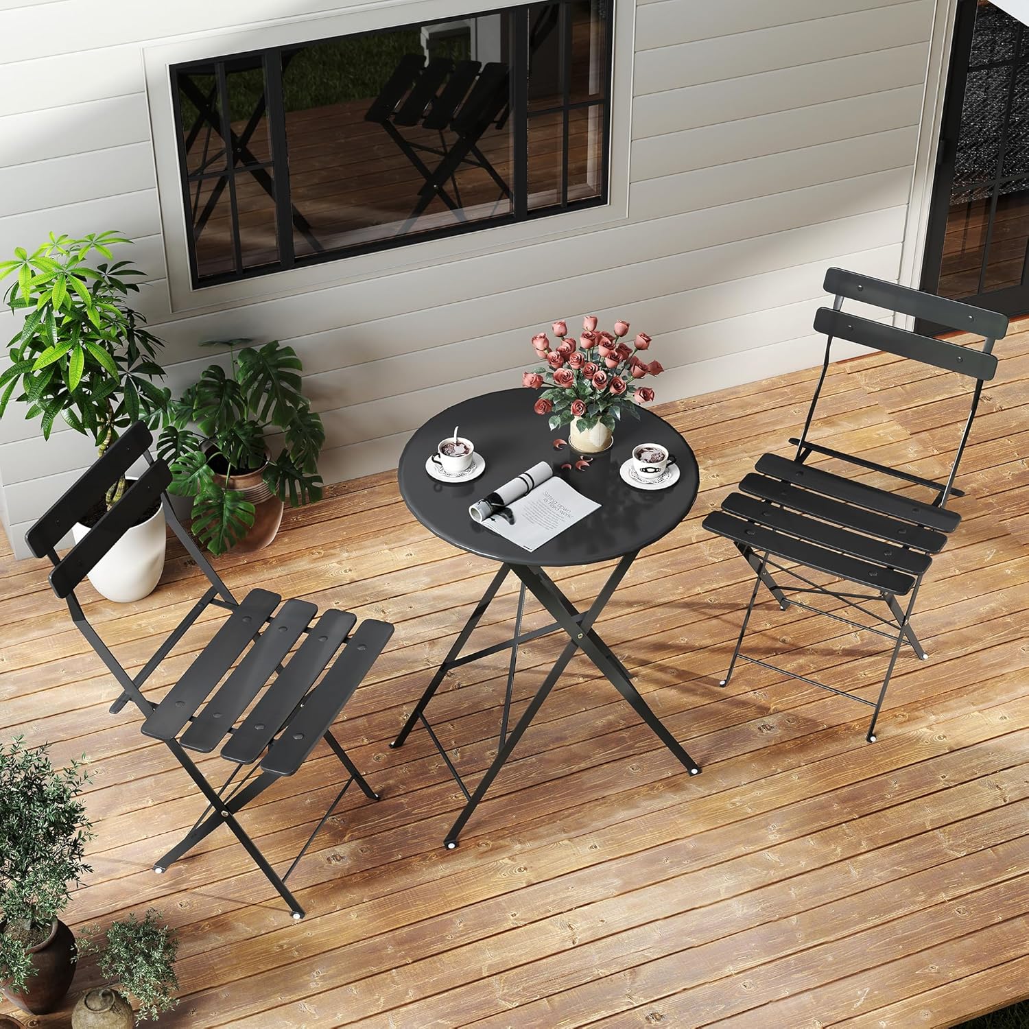 Oszczędzający miejsce, czarny, – Outdoor Furniture Black recenzja i cena