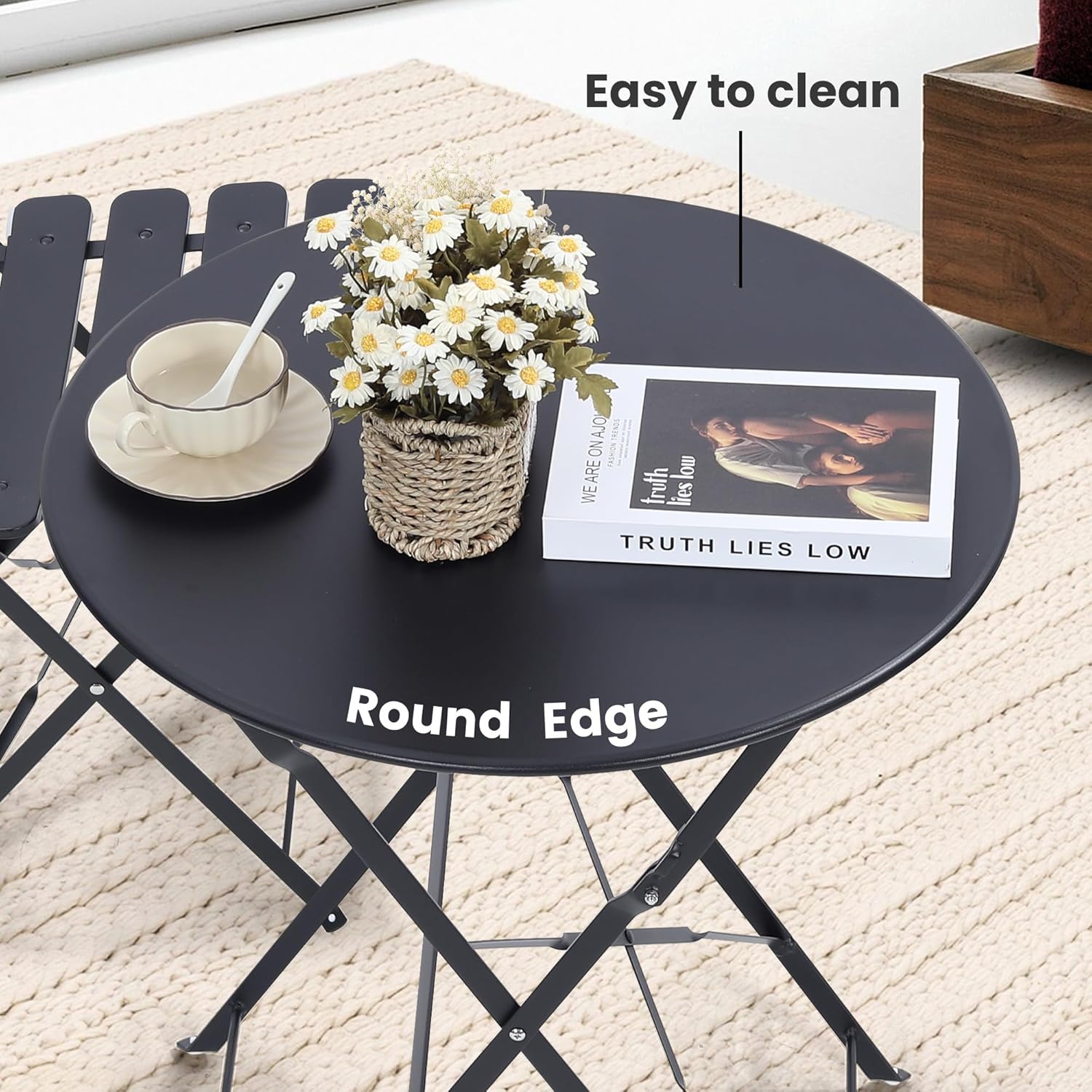 Oszczędzający miejsce, czarny, – Outdoor Furniture Black recenzja i cena