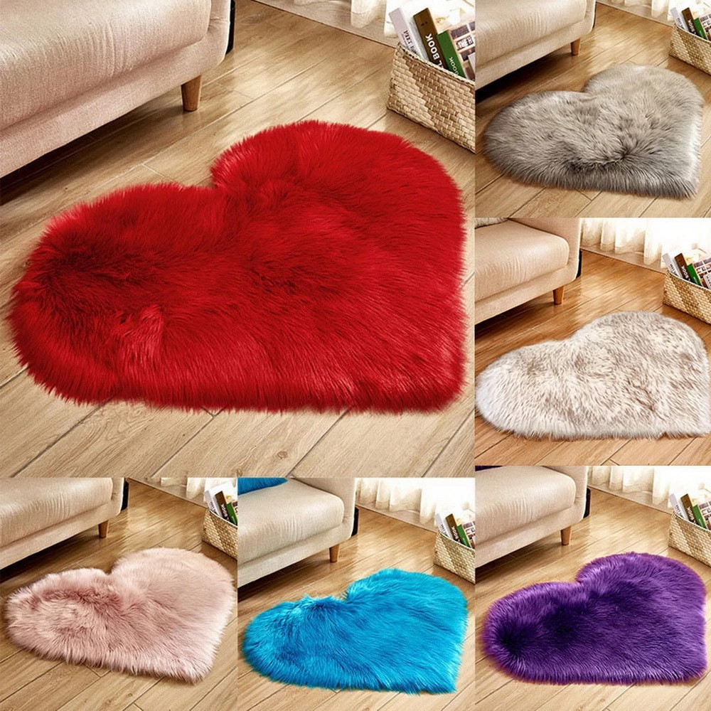 Furry Solid Color Heart Rug Be – Outdoor Furniture For Cafe recenzja i cena