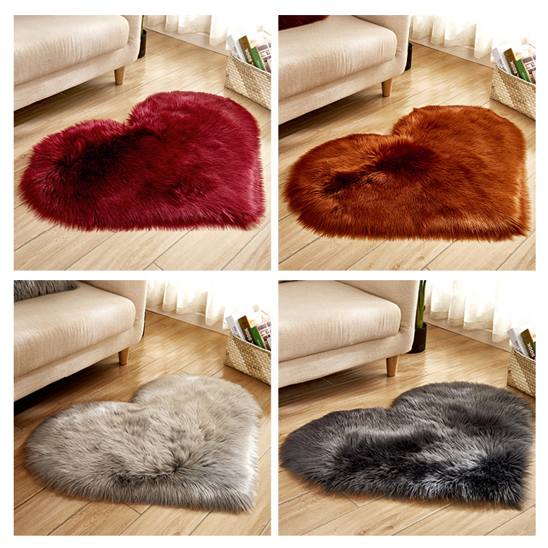Furry Solid Color Heart Rug Be – Outdoor Furniture For Cafe recenzja i cena